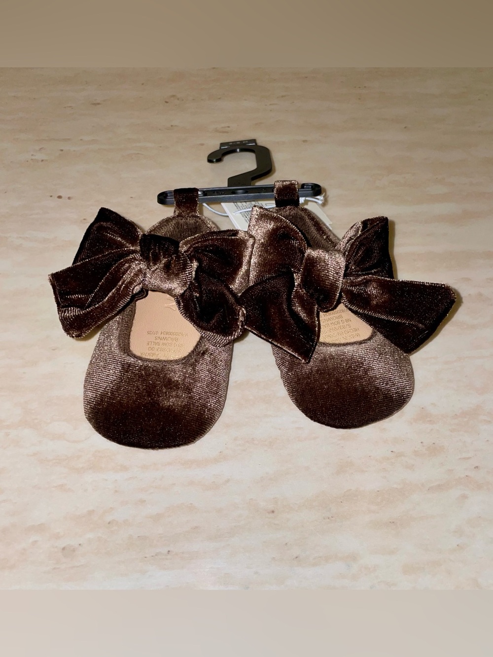 Old Navy Brown Velvet Bow Baby Shoes